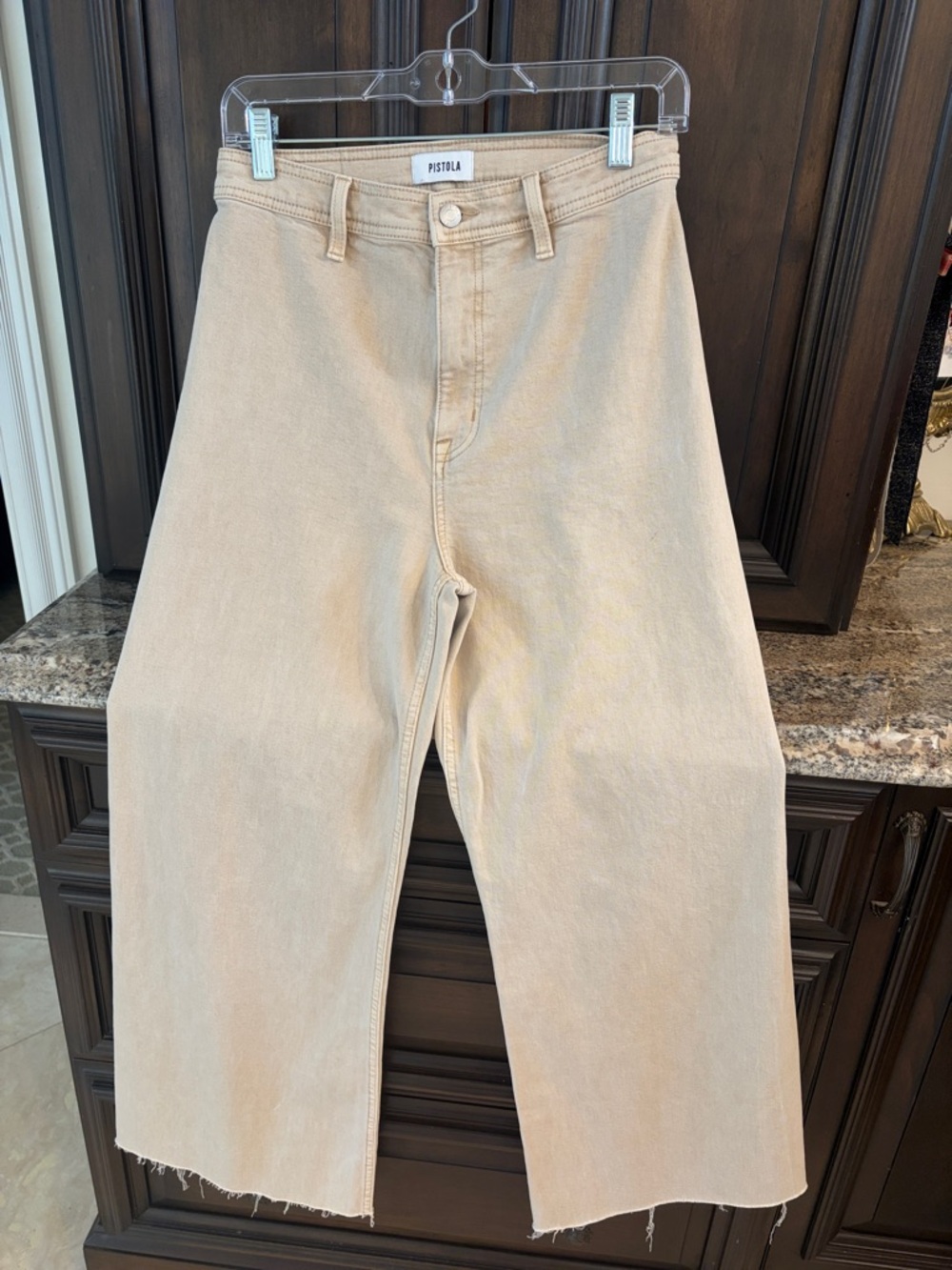 PISTOLA PENNY  Wide Leg High-Rise Jeans in Light Beige 27